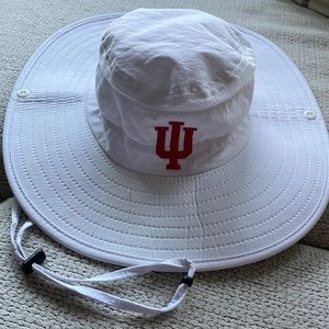 Men's Indiana University Pail Bucket Drawstring Hat White - Men's Caps Adidas